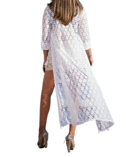 Resortwear.Miami Swimsuit Cover Up Summer Lace Kimono Casual Beach Coverups Cardigans Loose For Women