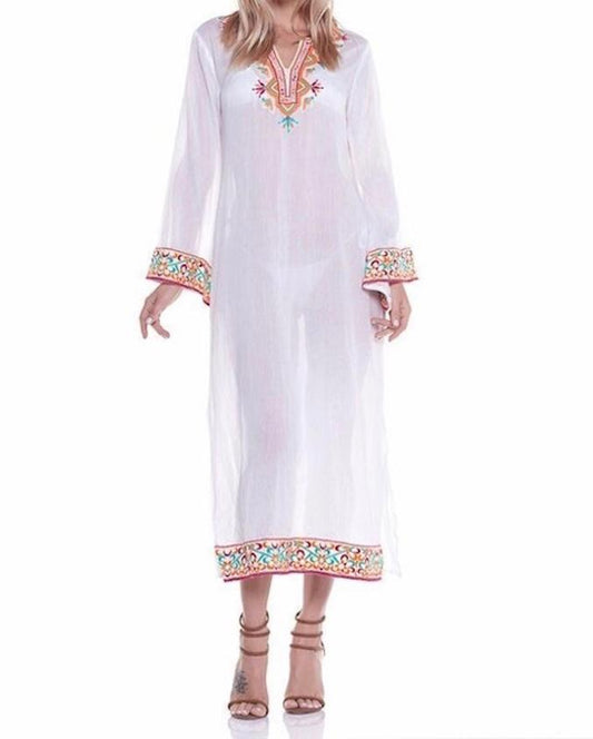 Resortwear Beachwear Cotton Long Kaftan coverup tunic