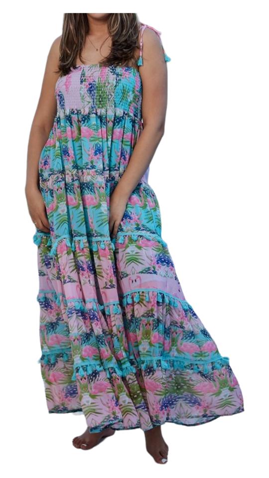 Resortwear Women Sleeveless Printed Dresses Summer Loose Tier Dress Long Maxi Dress